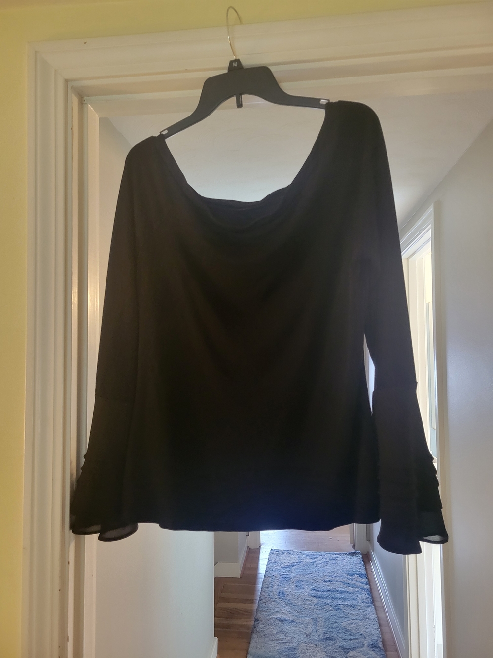 Black Women's Long Sleeve Cowl Neck Top